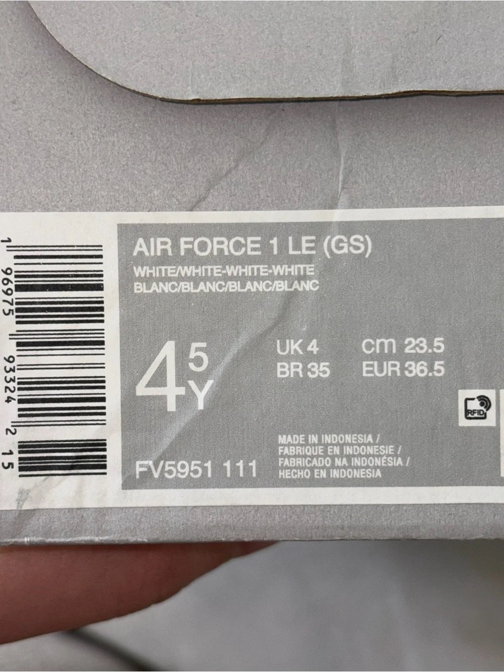 Nike Kids White Leather Air Force 1 Sneakers